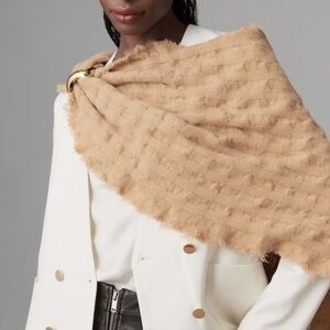 Anthropologie Tan Checked Solid Scarf one size NWT